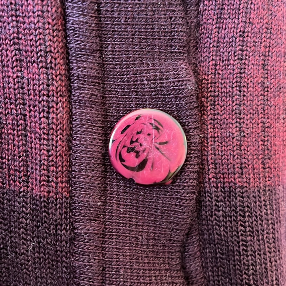 Vintage Burgundy 3/4 sleeve Sweater/Cardigan Button up w/beads & embroidery - Picture 11 of 15